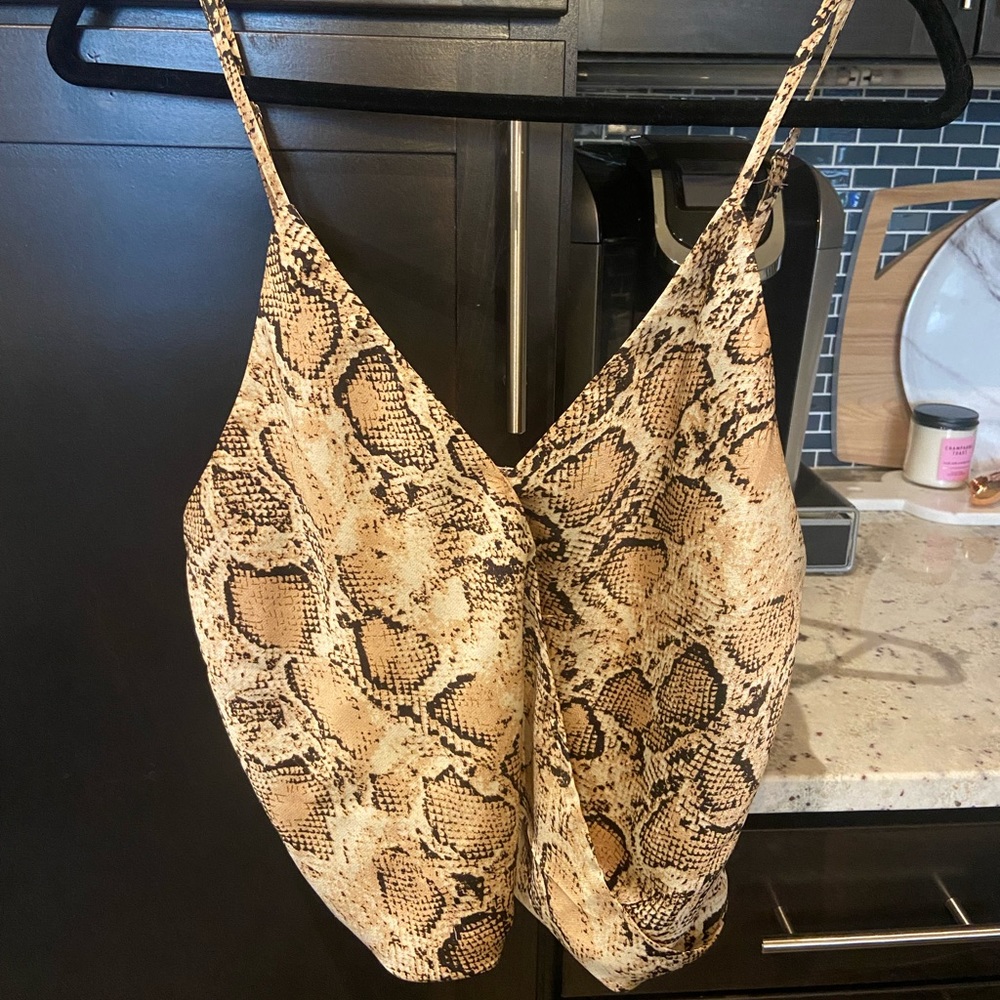 Silk Snake Print Wrap Top